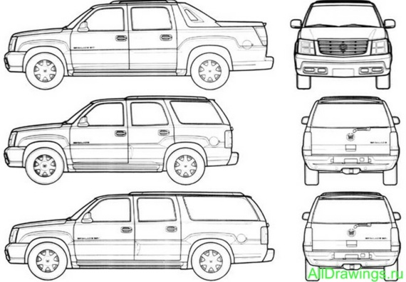 Cadillac Escalade (2007) - drawings (drawings) of the car